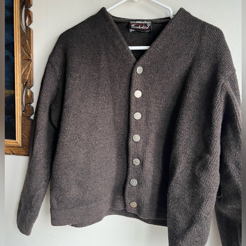 Columbia Brown Knit Button-Up Cardigan Sweater
